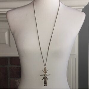 Low Luv by Erin Wasson silver& gold Cross Pendant long Necklace